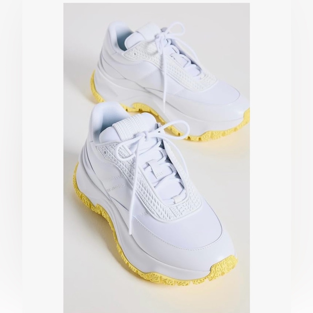 Marc Jacobs White Sneakers with Yellow Soles lazy runner